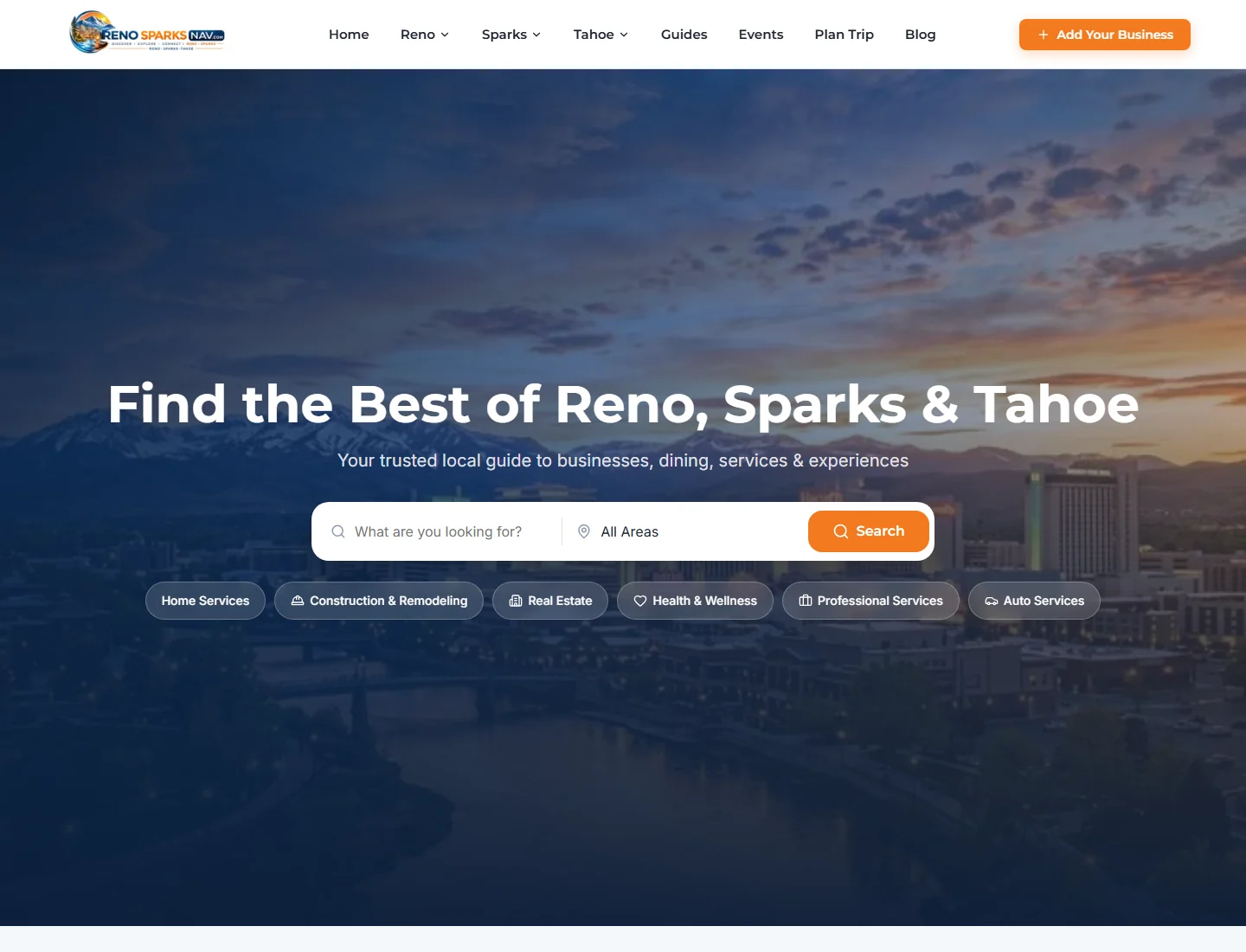Reno Sparks Nav live site screenshot